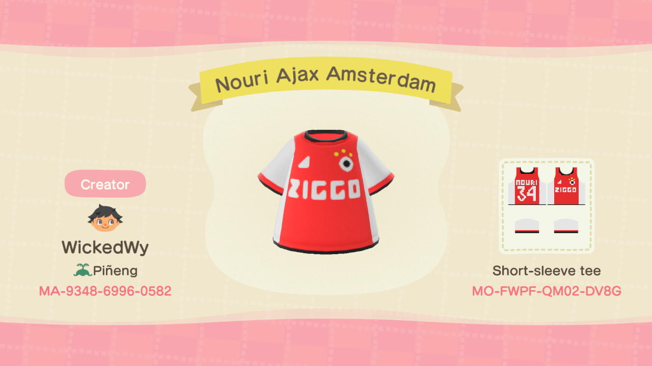 Animal Crossing Design Code: MO-FWPF-QM02-DV8G Nouri Ajax Amsterdam