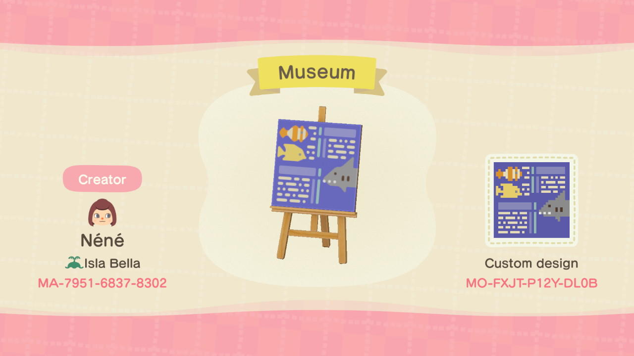 Animal Crossing Design Code: MO-FXJT-P12Y-DL0B Museum