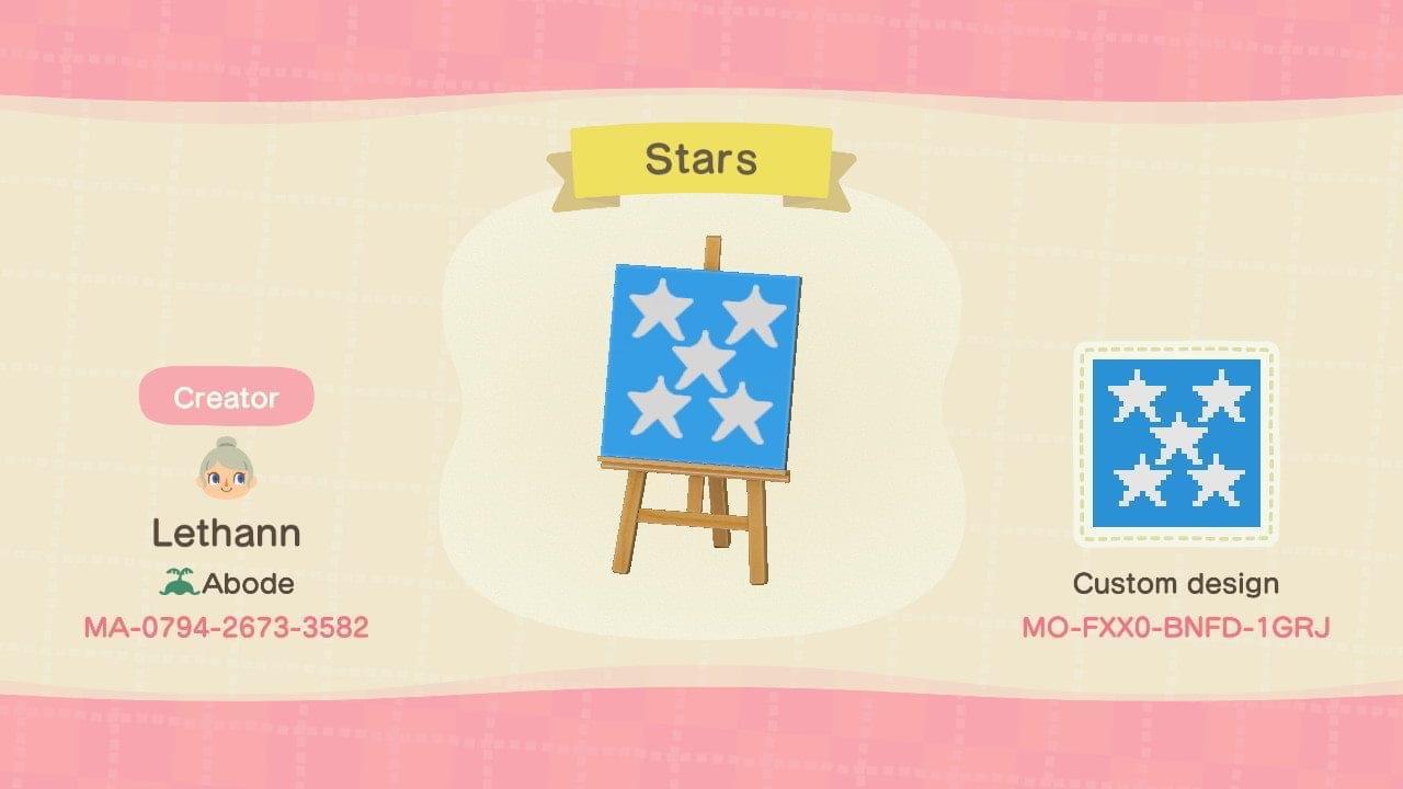 Animal Crossing Design Code: MO-FXX0-BNFD-1GRJ Stars