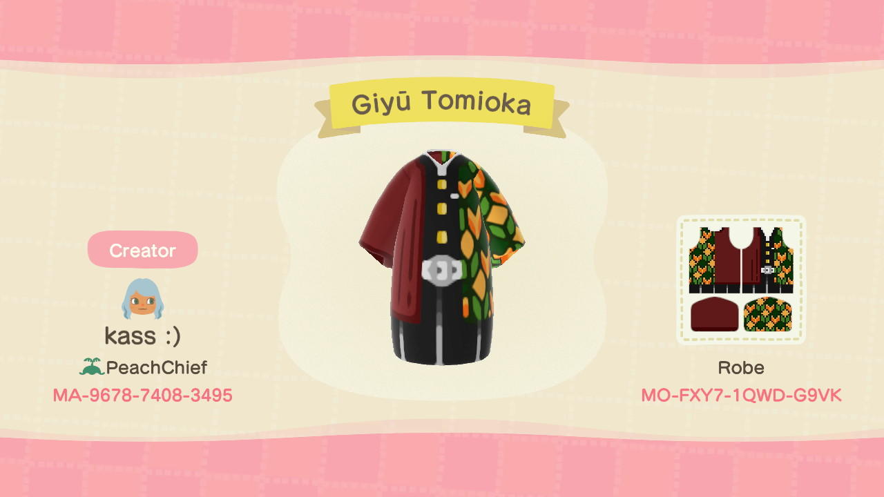 Animal Crossing Design Code: MO-FXY7-1QWD-G9VK GiyÅ« Tomioka Haori