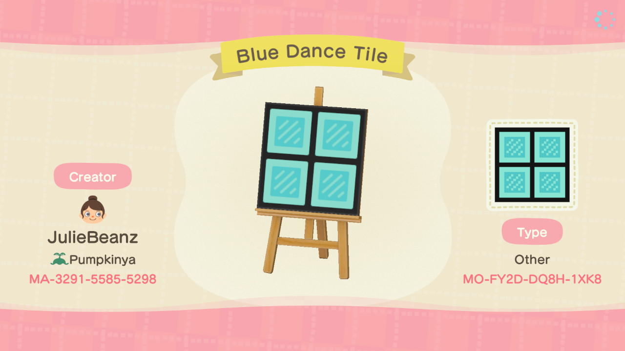 Animal Crossing Design Code: MO-FY2D-DQ8H-1XK8 Blue Dance Tile