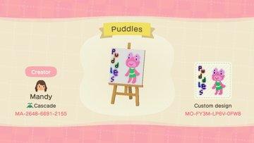 Animal Crossing Design Code: MO-FY3M-LP6V-0FW8 Puddles