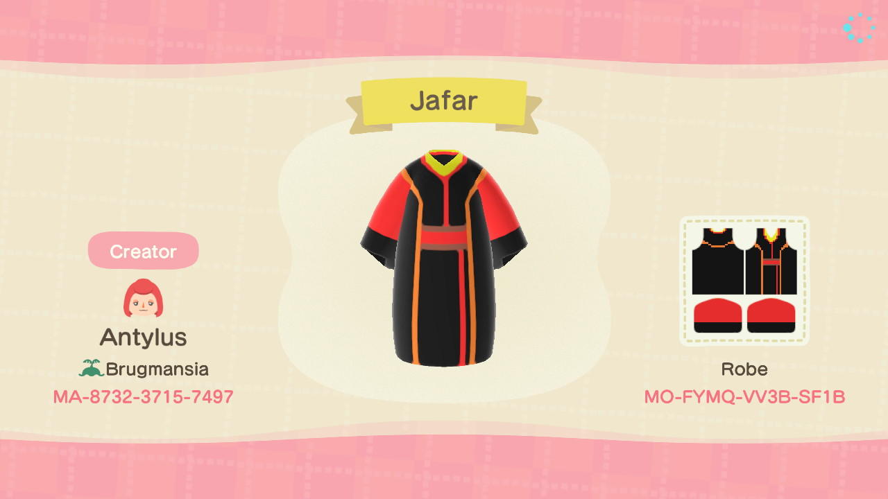 Animal Crossing Design Code: MO-FYMQ-VV3B-SF1B Jafar