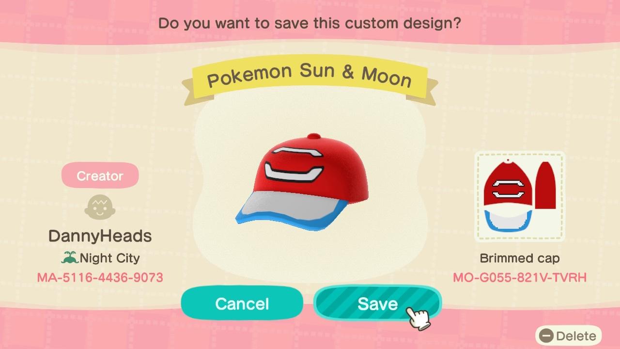 Animal Crossing Design Code: MO-G055-821V-TVRH Pokemon Sun & Moon