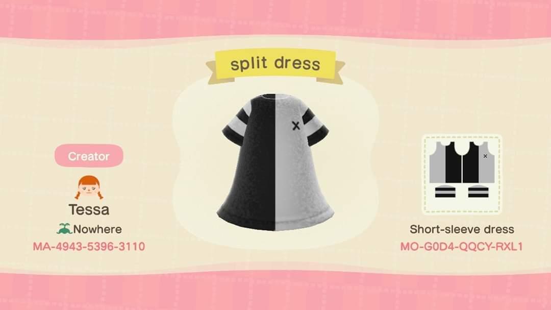 Animal Crossing Design Code: MO-G0D4-QQCY-RXL1 split dress