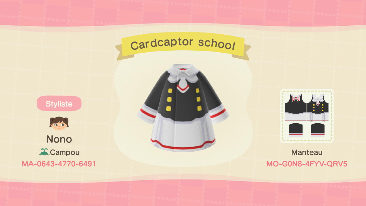 Animal Crossing Design Code: MO-G0N8-4FYV-QRV5 cardcaptor school