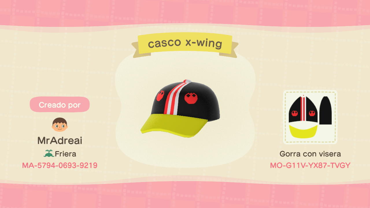 Animal Crossing Design Code: MO-G11V-YX87-TVGY Rebel Helmet