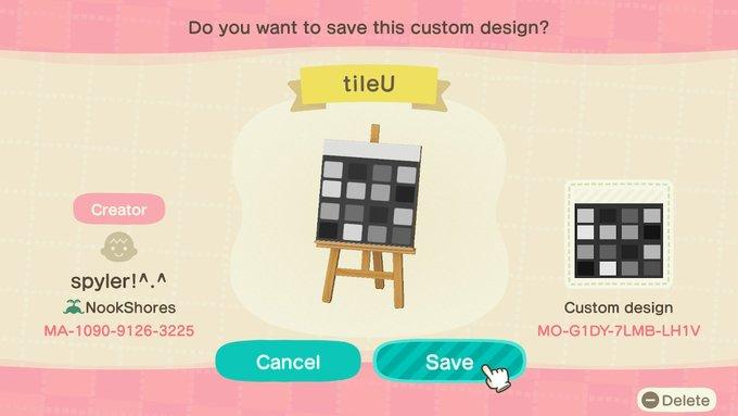 Animal Crossing Design Code: MO-G1DY-7LMB-LH1V Grayscale Tile Upper