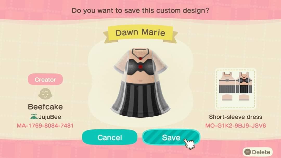 Animal Crossing Design Code: MO-G1K2-9BJ9-JSV6 Dawn Marie