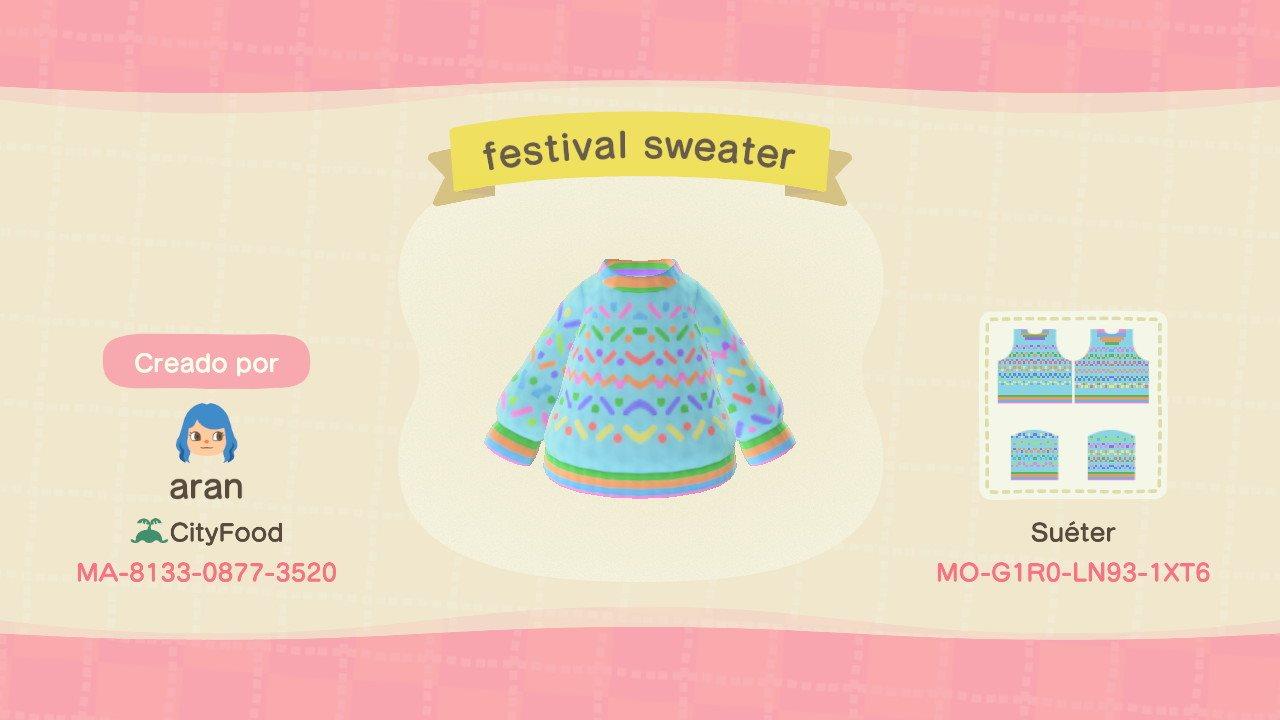 Animal Crossing Design Code: MO-G1R0-LN93-1XT6 festival sweater