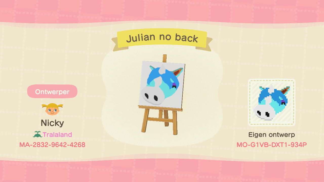 Animal Crossing Design Code: MO-G1VB-DXT1-934P Julian no back