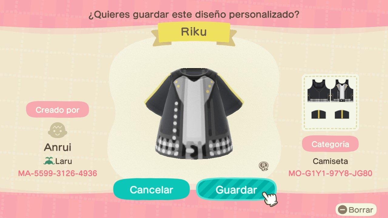 Animal Crossing Design Code: MO-G1Y1-97Y8-JG80 KH3 - Riku