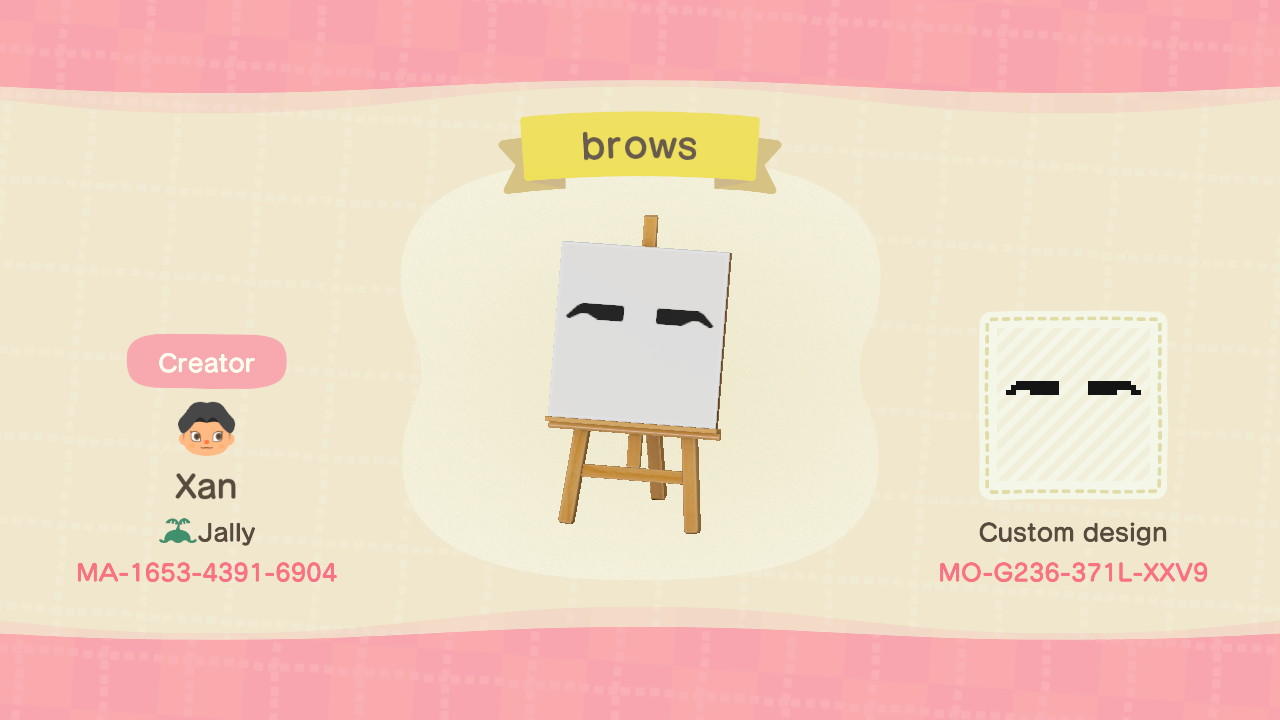 Animal Crossing Design Code: MO-G236-371L-XXV9 Brows