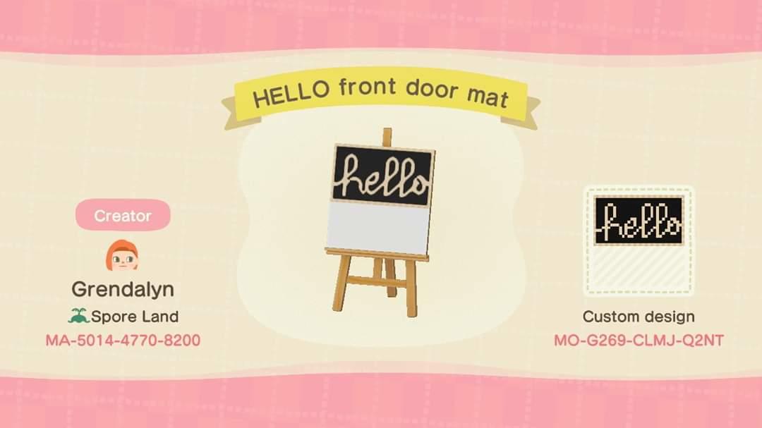Animal Crossing Design Code: MO-G269-CLMJ-Q2NT HELLO front door mat