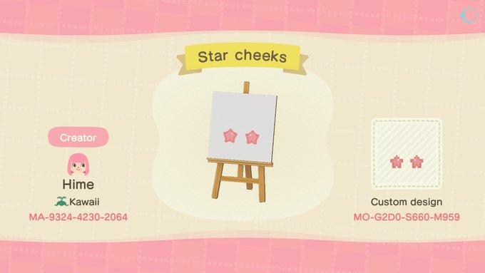 Animal Crossing Design Code: MO-G2D0-S660-M959 Star cheeks