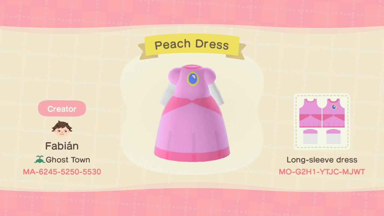 Animal Crossing Design Code: MO-G2H1-YTJC-MJWT Peach Dress