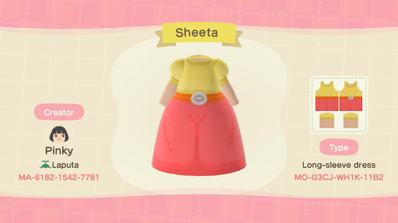 Animal Crossing Design Code: MO-G3CJ-WH1K-11B2 Sheeta