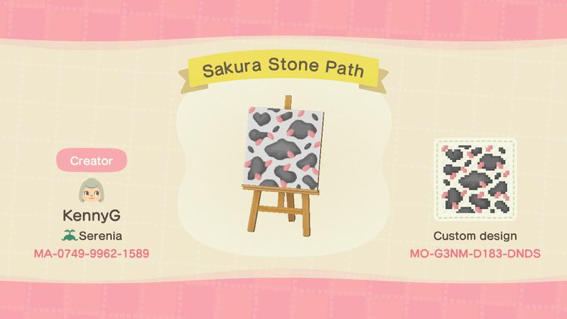 Animal Crossing Design Code: MO-G3NM-D183-DNDS Sakura Stone Path