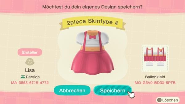 Animal Crossing Design Code: MO-G3V0-BD3X-5PTB 2piece Skintype 4