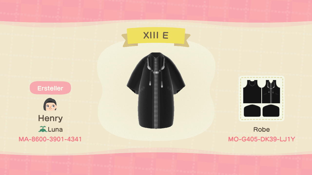 Animal Crossing Design Code: MO-G405-DK39-LJ1Y KH XIII