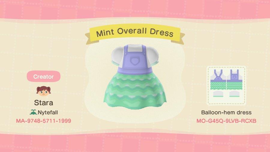 Animal Crossing Design Code: MO-G45Q-9LVB-RCXB Mint Overall Dress