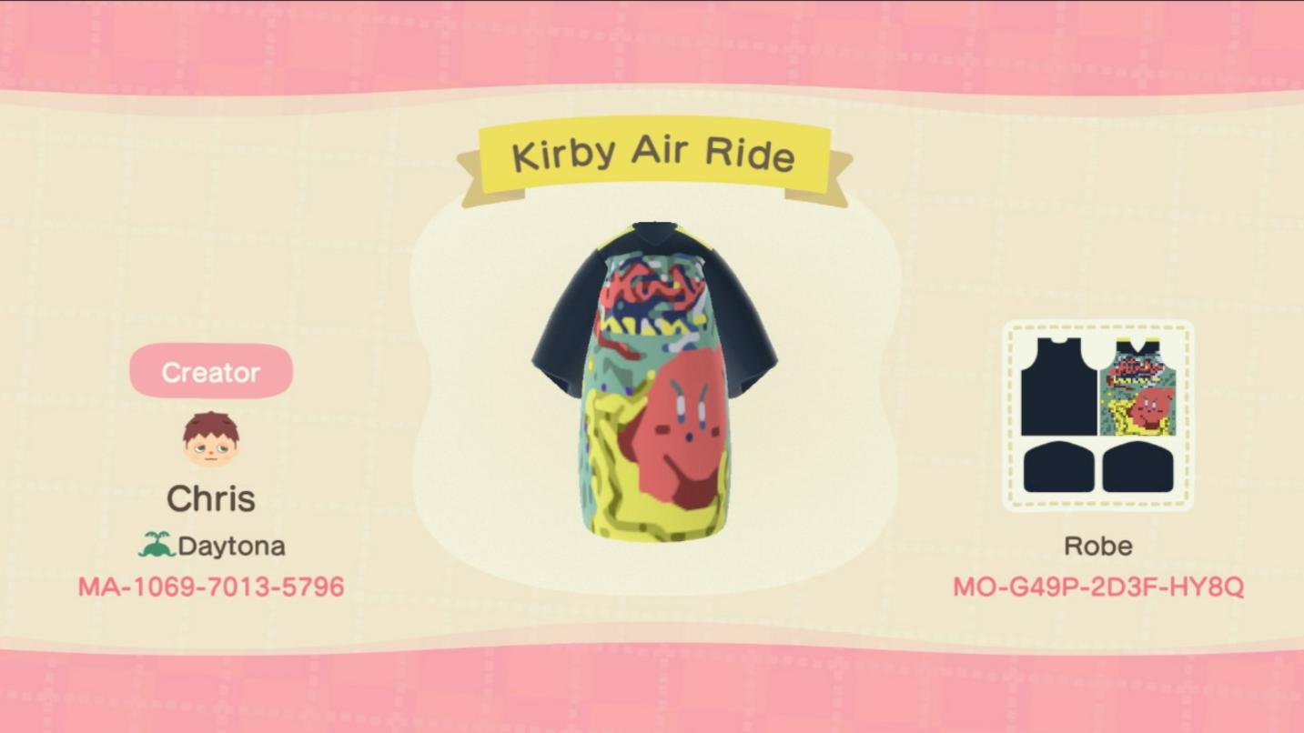 Animal Crossing Design Code: MO-G49P-2D3F-HY8Q Kirby Air Ride