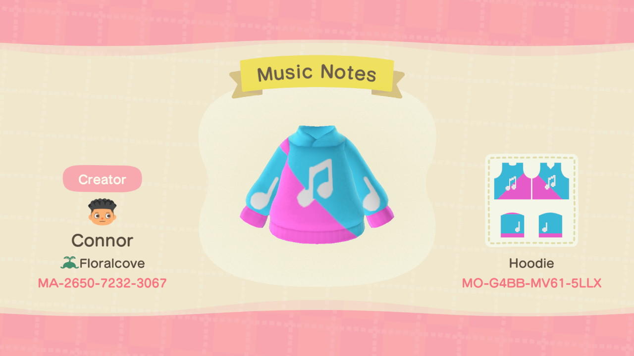 Animal Crossing Design Code: MO-G4BB-MV61-5LLX Music Notes