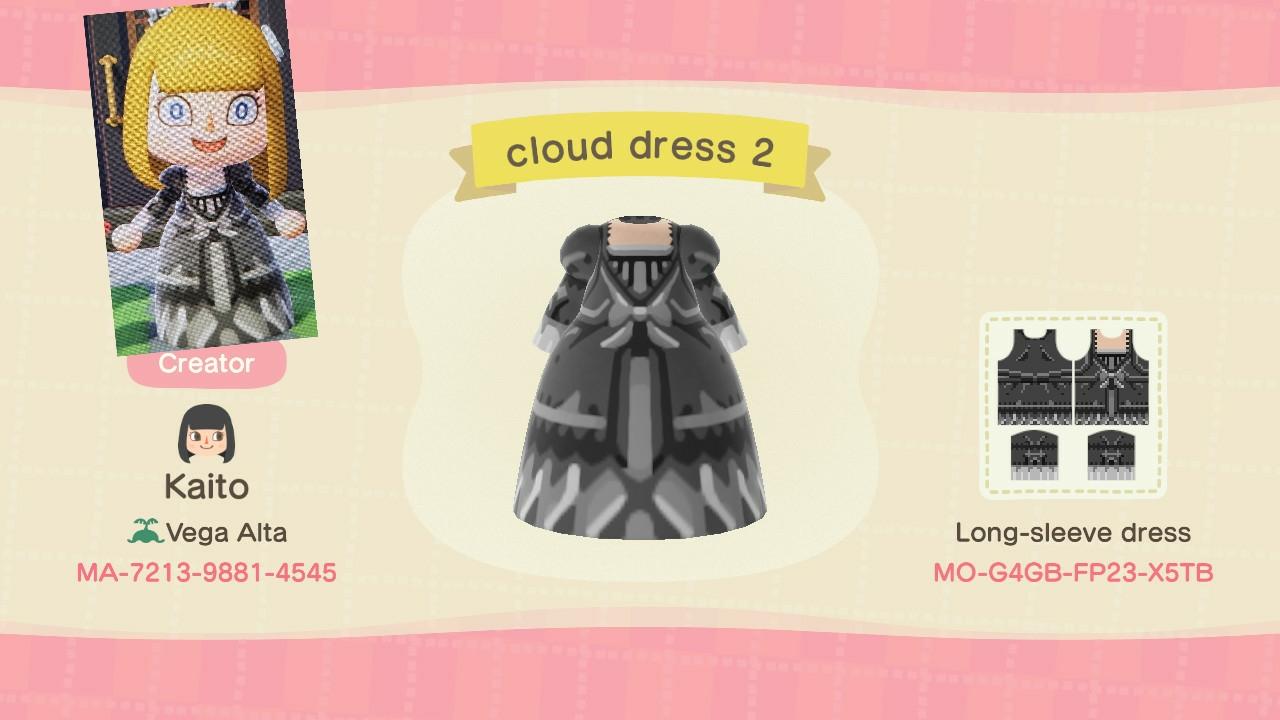 Animal Crossing Design Code: MO-G4GB-FP23-X5TB Cloud Strife Dress 2