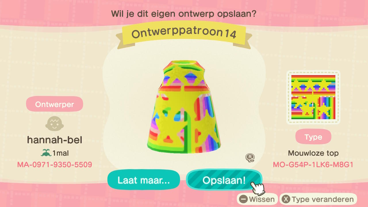 Animal Crossing Design Code: MO-G54P-1LK6-M8G1 Ontwerppatroon14