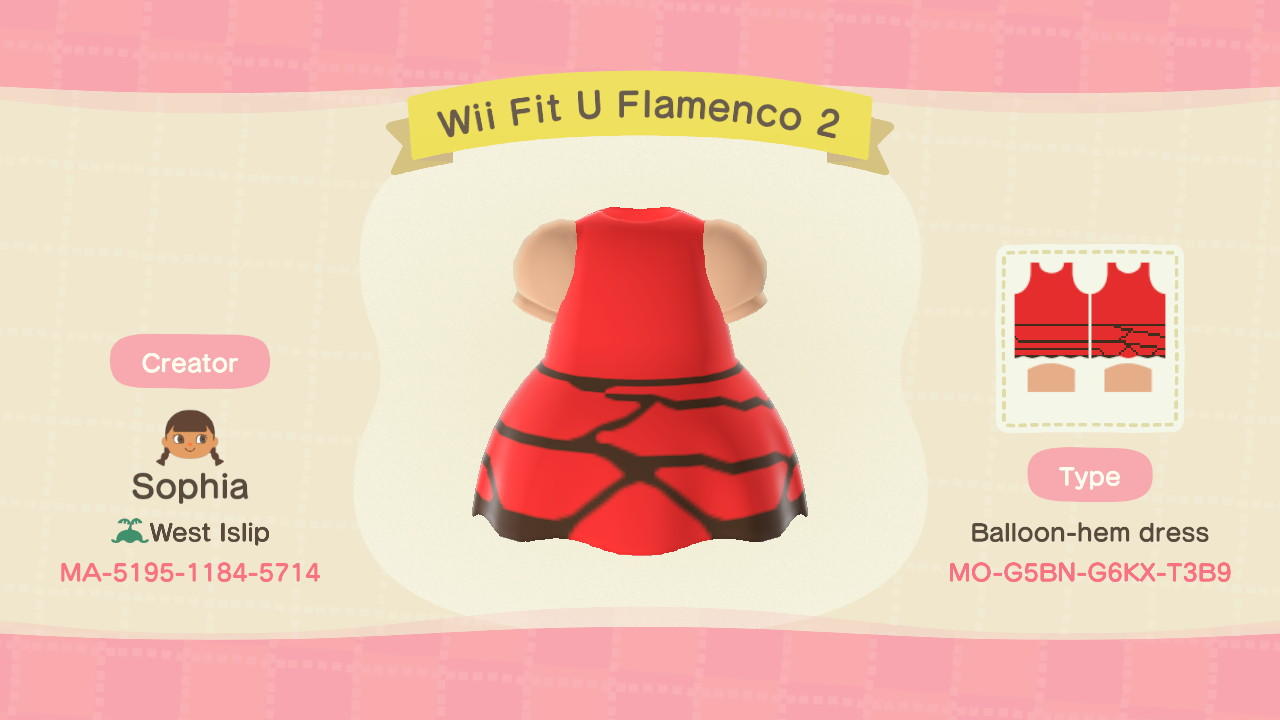 Animal Crossing Design Code: MO-G5BN-G6KX-T3B9 Wii Fit U Flamenco