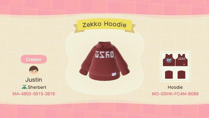 Animal Crossing Design Code: MO-G5HK-FC4M-B089 Zekko Hoodie