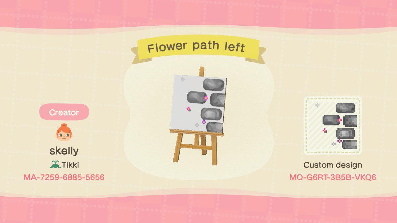 Animal Crossing Design Code: MO-G6RT-3B5B-VKQ6 Flower path left