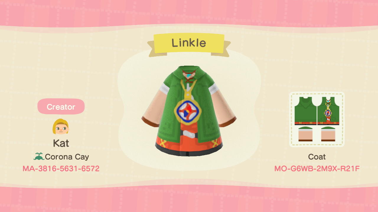 Animal Crossing Design Code: MO-G6WB-2M9X-R21F Linkle (Zelda: HW)
