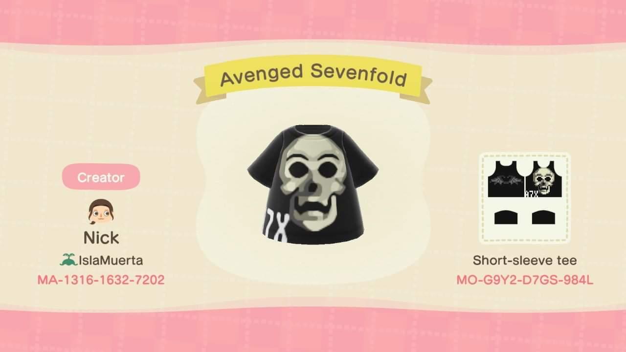 Animal Crossing Design Code: MO-G6Y2-D7GS-984L Avenged Sevenfold