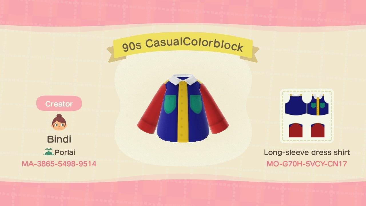 Animal Crossing Design Code: MO-G70H-5VCY-CN17 90sCasual Colorblock