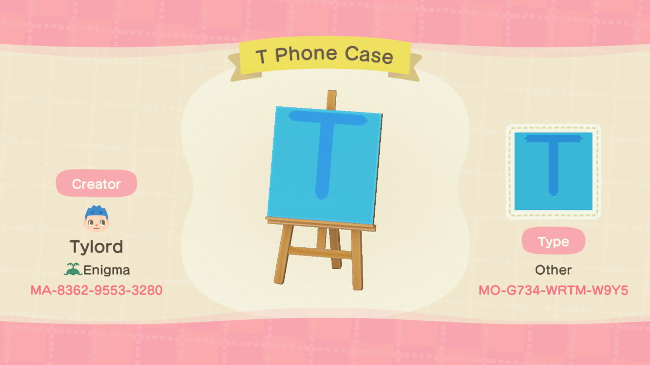 Animal Crossing Design Code: MO-G734-WRTM-W9Y5 T Phone Case