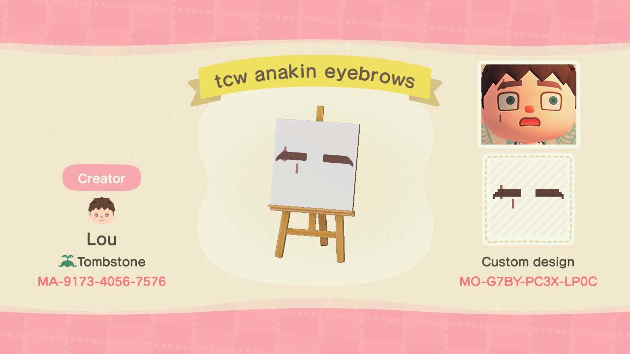 Animal Crossing Design Code: MO-G7BY-PC3X-LP0C tcw anakin eyebrows