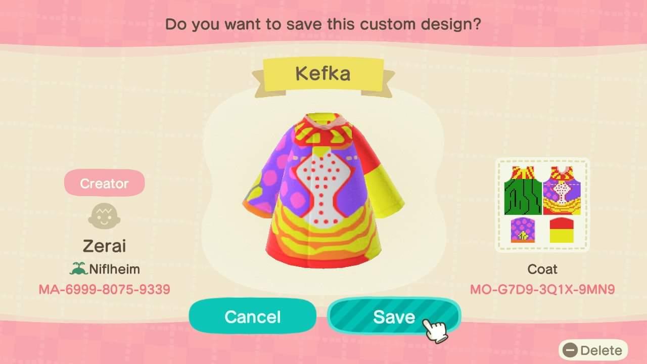 Animal Crossing Design Code: MO-G7D9-3Q1X-9MN9 Final Fantasy Kefka