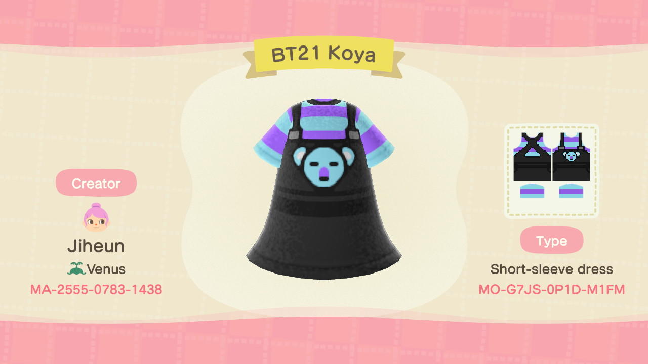 Animal Crossing Design Code: MO-G7JS-0P1D-M1FM BT21 Koya