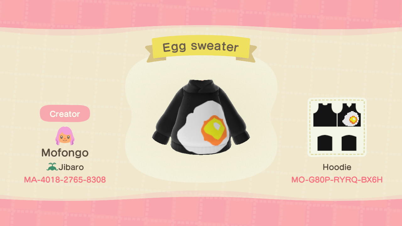 Animal Crossing Design Code: MO-G80P-RYRQ-BX6H Egg sweater