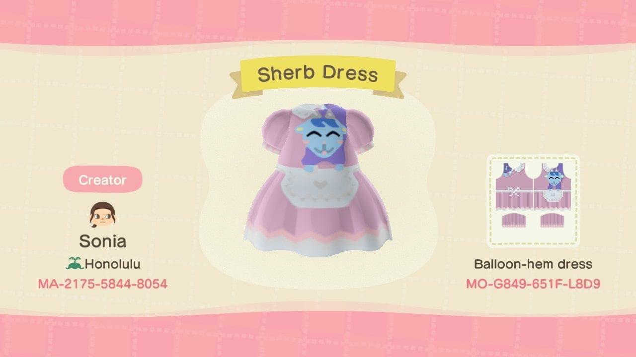 Animal Crossing Design Code: MO-G849-651F-L8D9 Sherb Dress