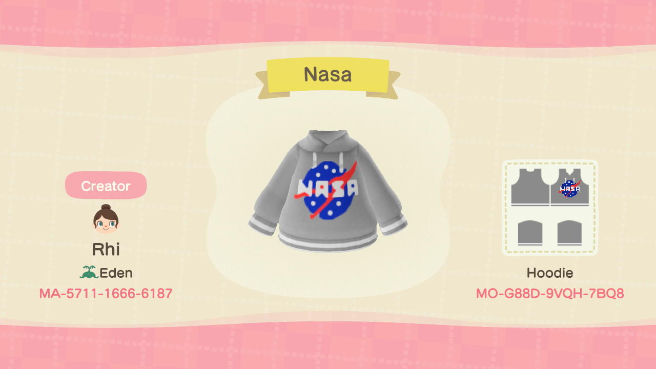 Animal Crossing Design Code: MO-G88D-9VQH-7BQ8 Nasa