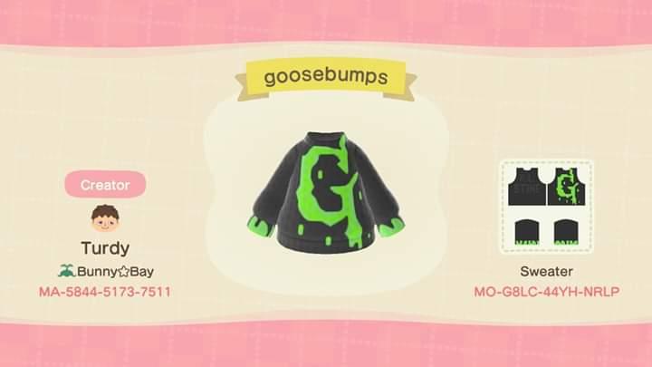 Animal Crossing Design Code: MO-G8LC-44YH-NRLP Goosebumps
