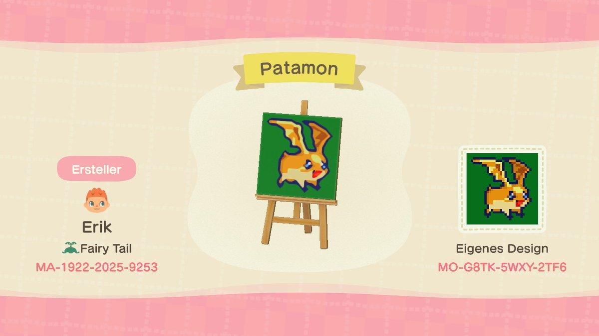 Animal Crossing Design Code: MO-G8TK-5WXY-2TF6 Patamon (Digimon)