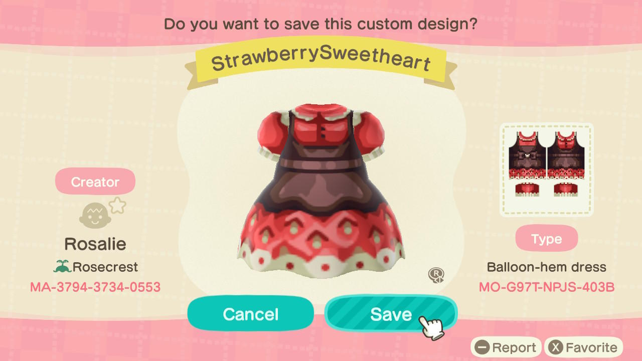 Animal Crossing Design Code: MO-G97T-NPJS-403B StrawberrySweetheart