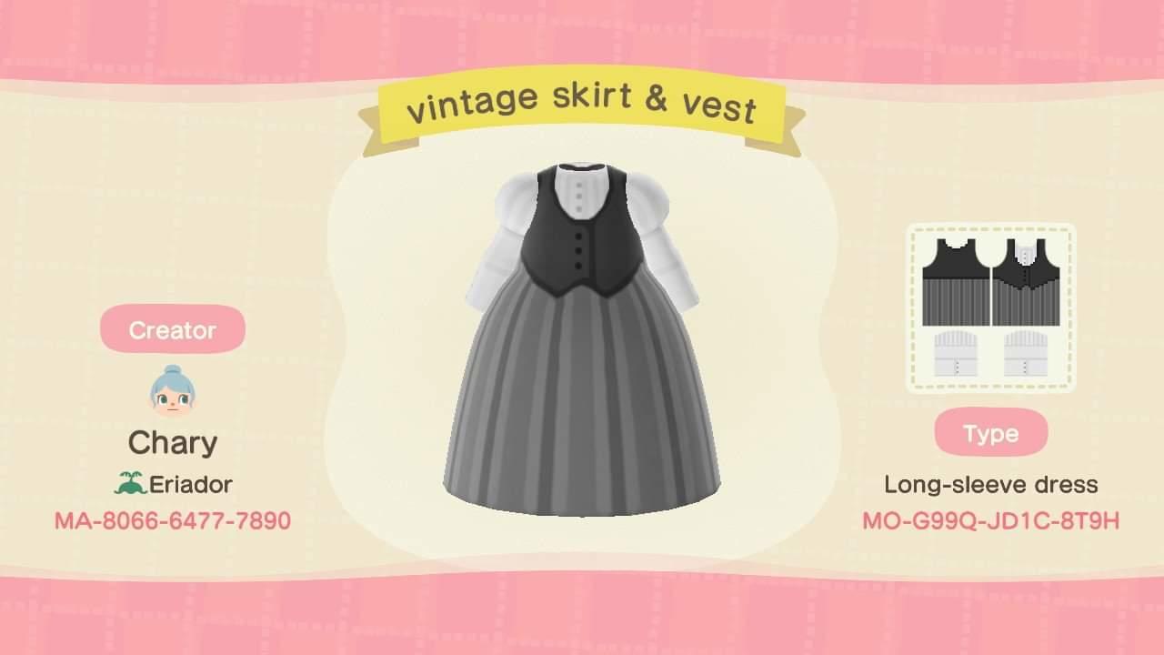 Animal Crossing Design Code: MO-G99Q-JD1C-8T9H Vintage Skirt & Vest