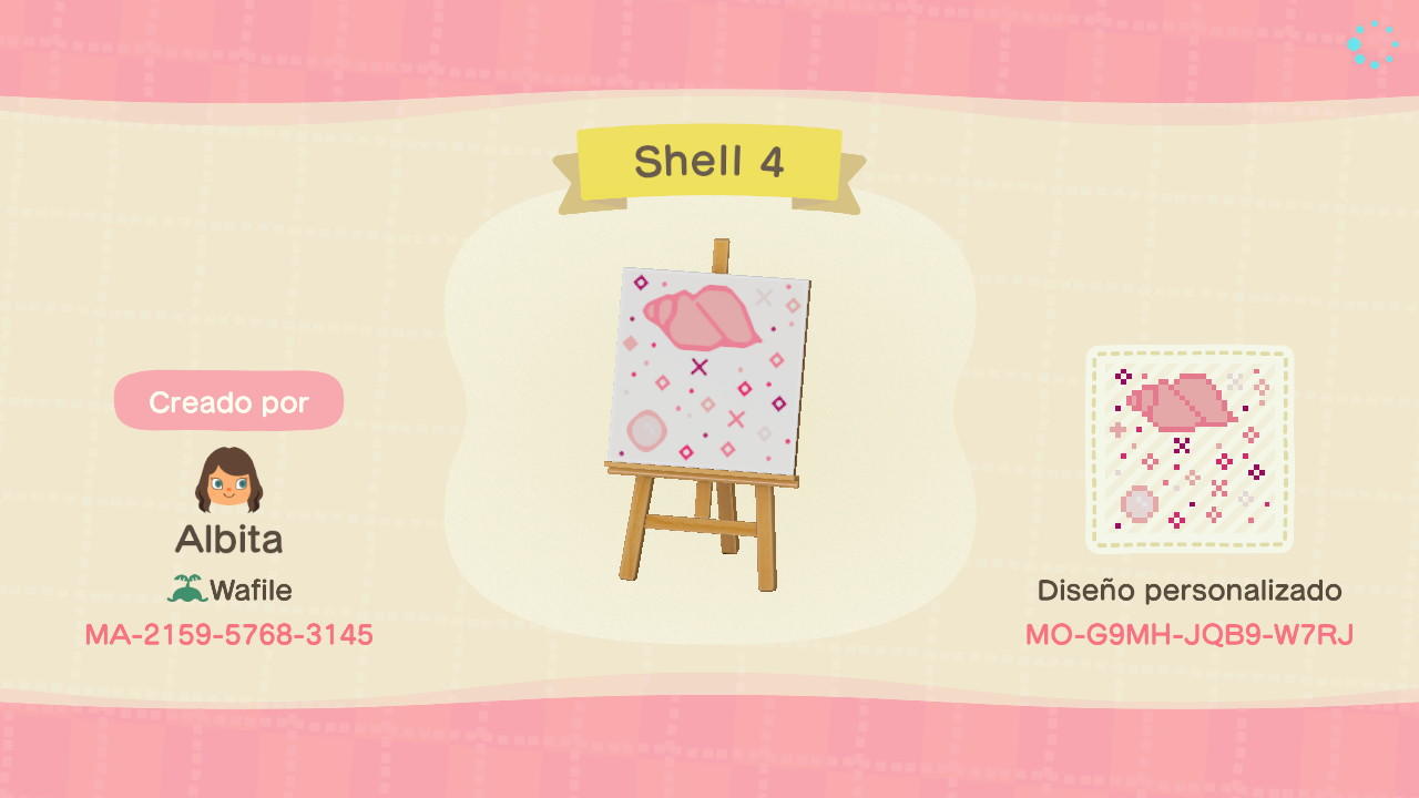 Animal Crossing Design Code: MO-G9MH-JQB9-W7RJ Shell 4