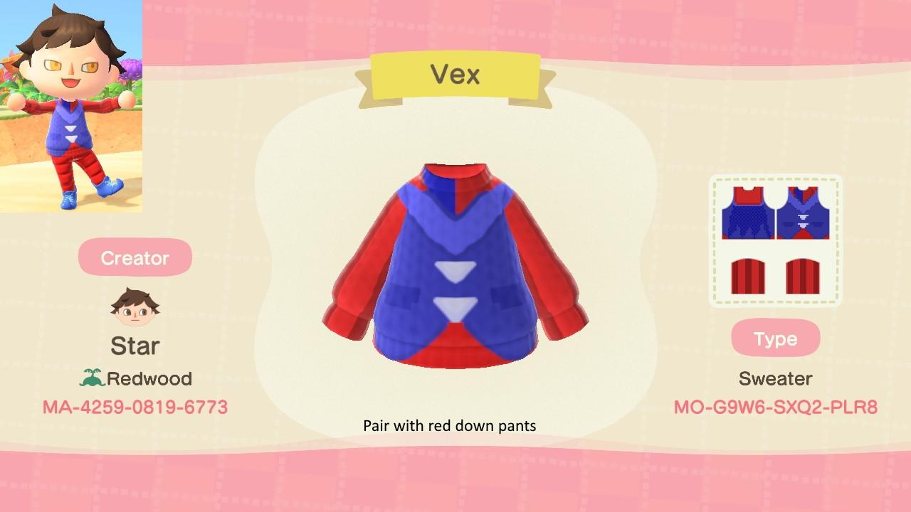 Animal Crossing Design Code: MO-G9W6-SXQ2-PLR8 Vex