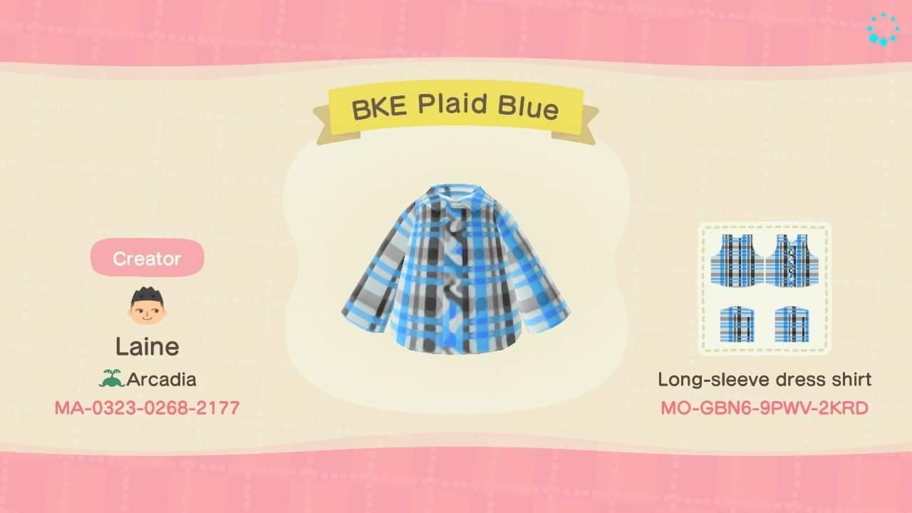 Animal Crossing Design Code: MO-GBN6-9PWV-2KRD BKE Plaid Blue