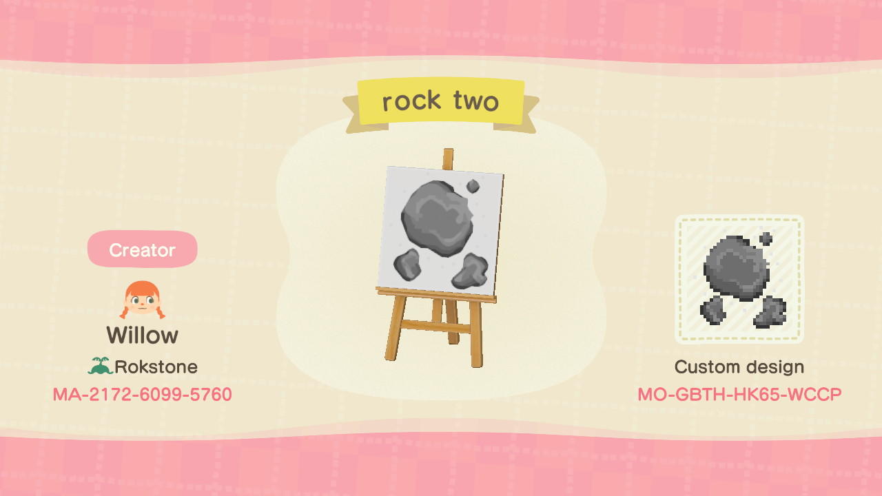 Animal Crossing Design Code: MO-GBTH-HK65-WCCP Rock Two